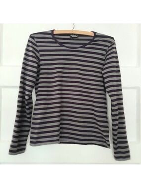 Marimekko Purple Striped Long Sleeve Crew Neck Top T Shirt Like New